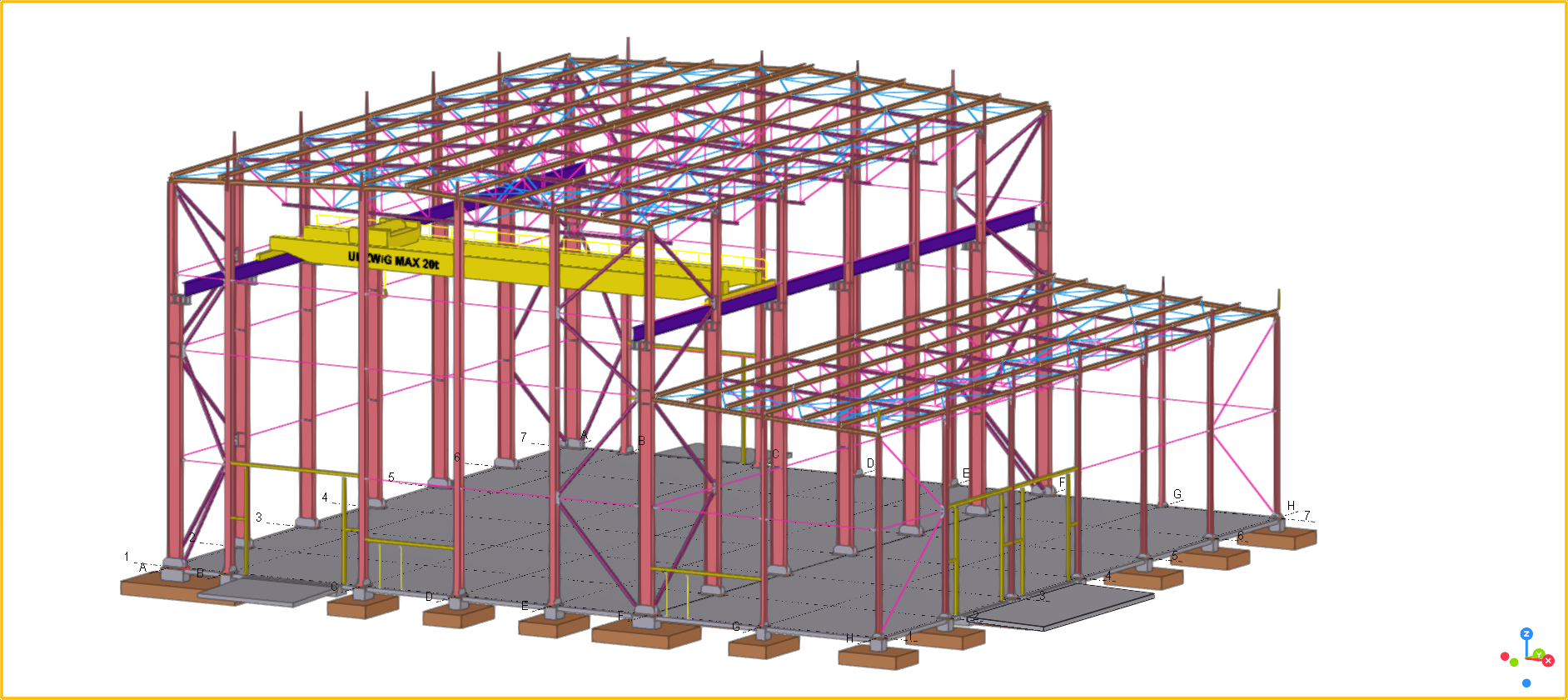 Construsoftbimawards - Projekt konstrukcji stalowej hali przemysłowej z transportem suwnicowym